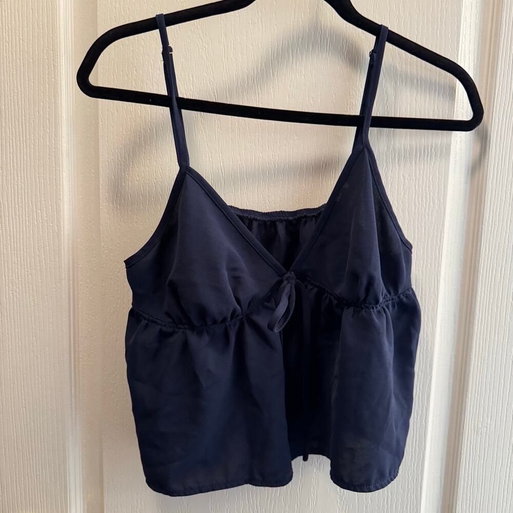 Navy Cropped Babydoll Y2K Style Tank Size Large